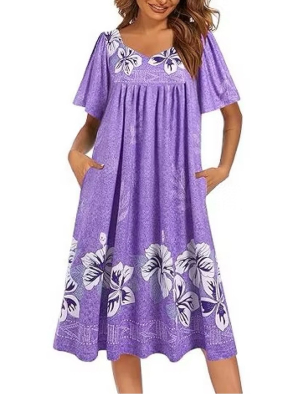 Purple Floral Short Sleeve Women’s Plus Size